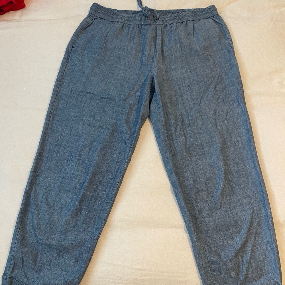 J. Crew Chambray Linen Cotton Drawstring Pants (size 10)